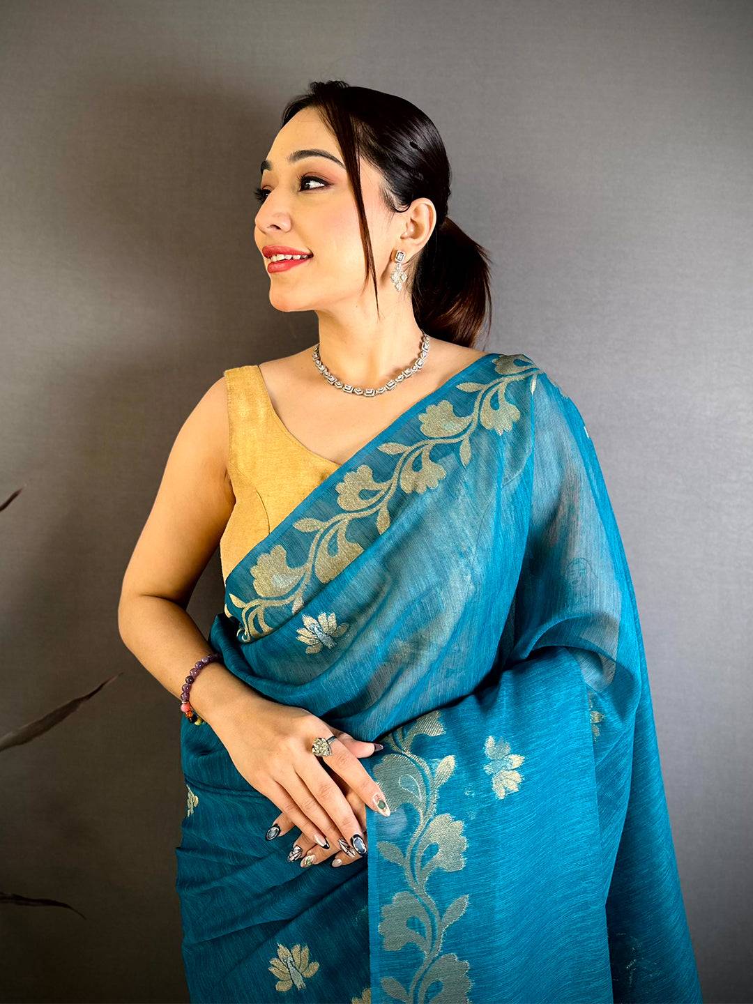 Rama Peacock Zari Munga Saree