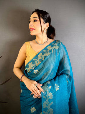 Rama Peacock Zari Munga Saree