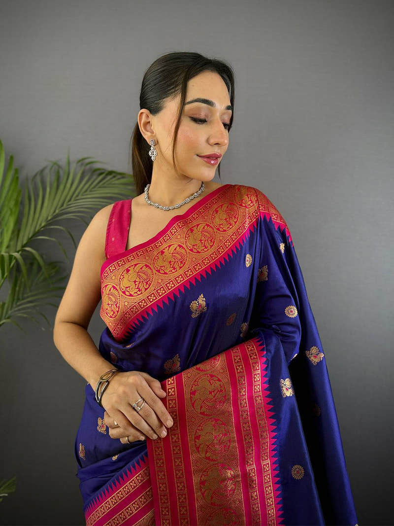 Purple Soft Gadwal Silk Saree