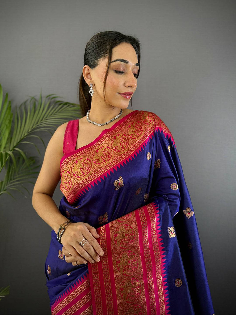Purple Soft Gadwal Silk Saree