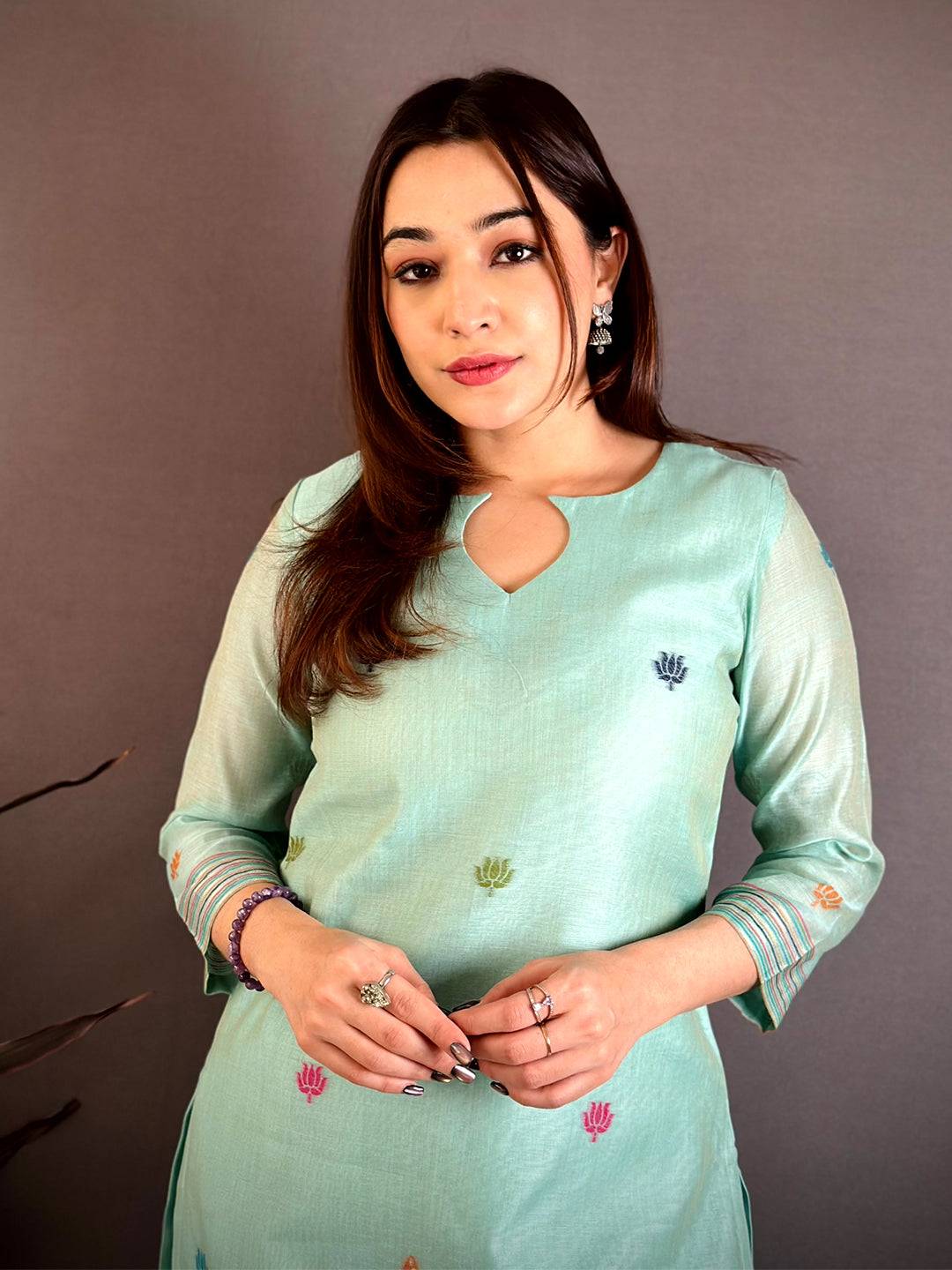 Mint Green Woven Floral Dress