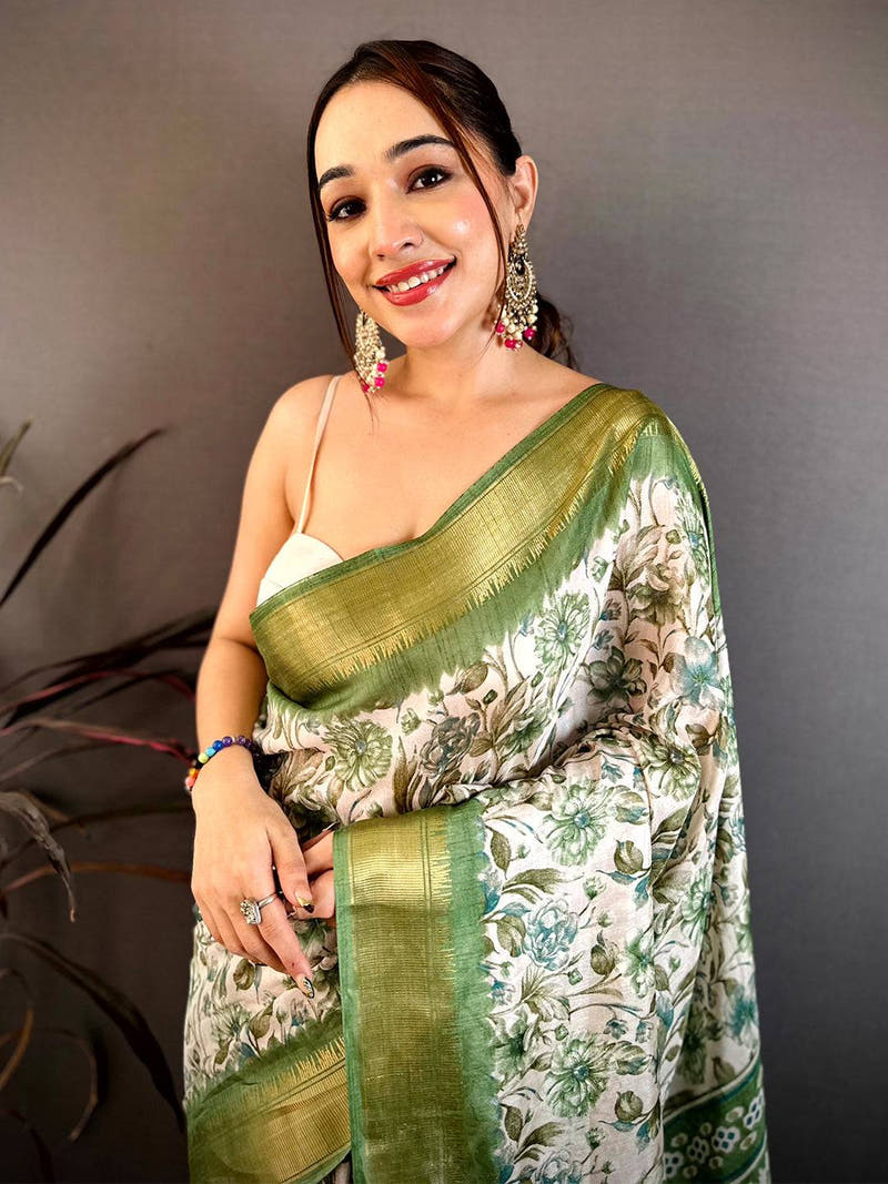 Green Floral Beauty Designer Saree