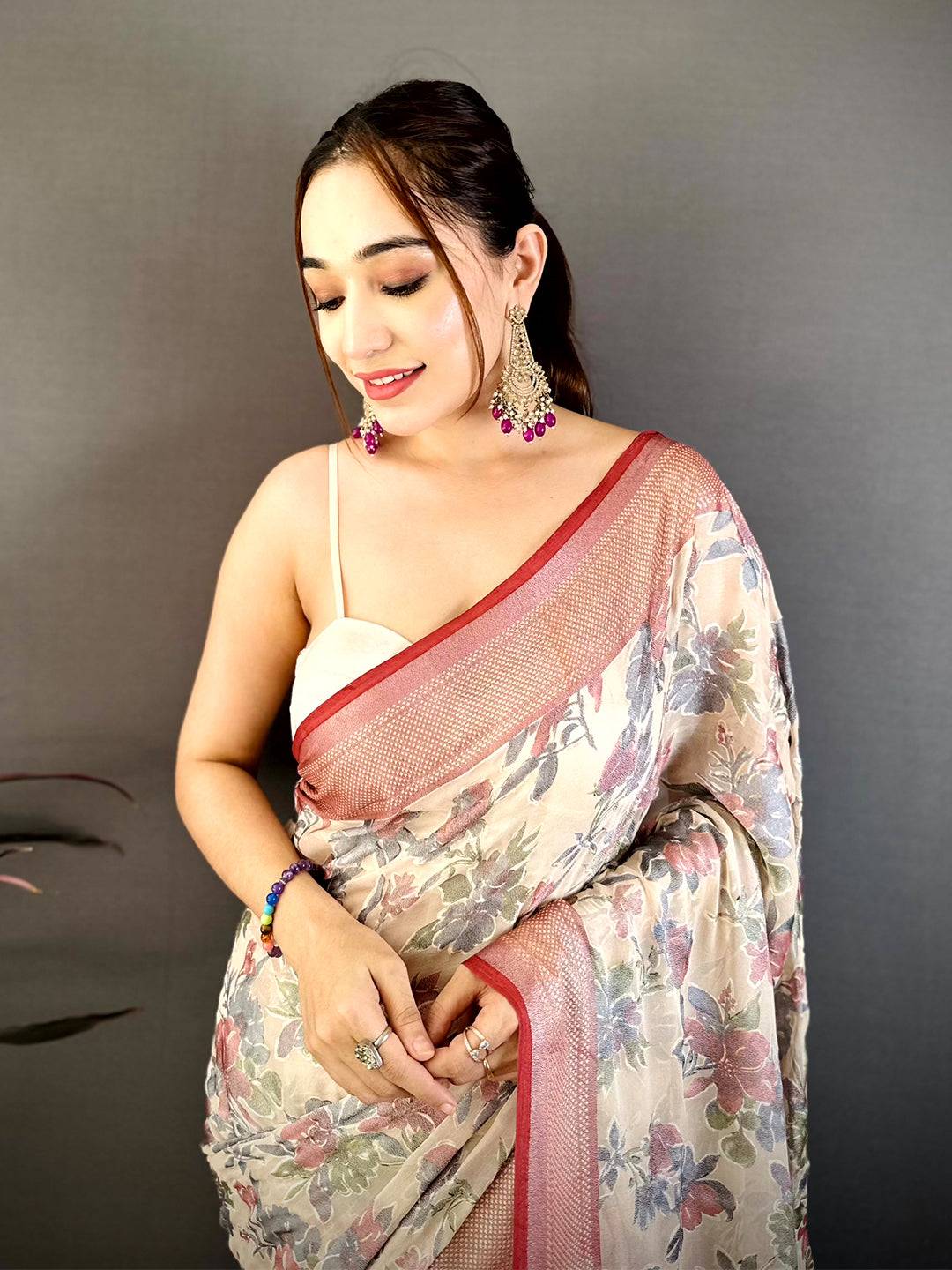 Stylish Brasso Floral Weaving Saree