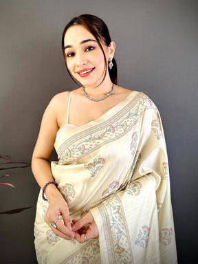 Artistic Katha Art Soft Tussar Saree