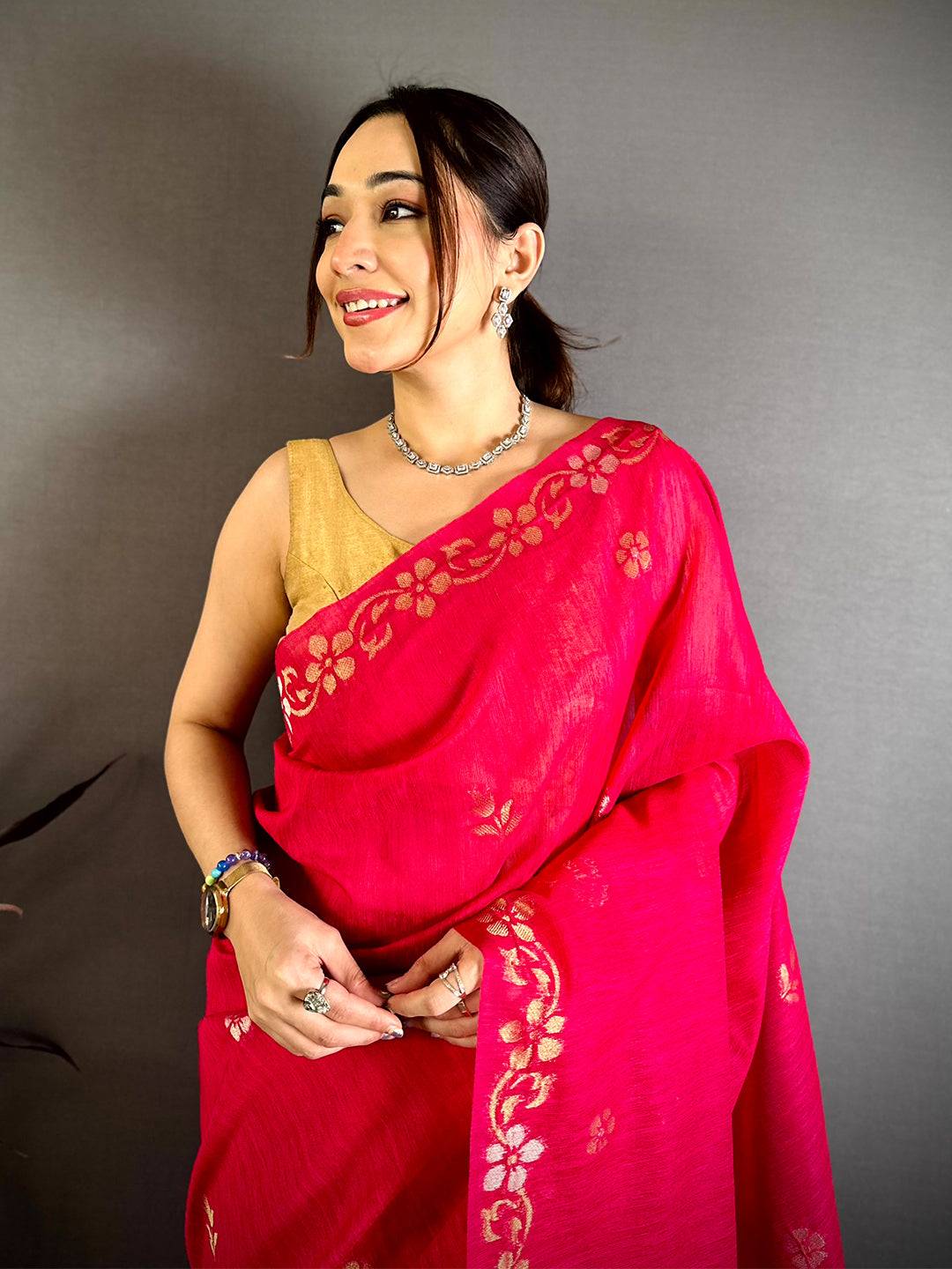 Rani Sona Chandi Khadi Ghicha Saree