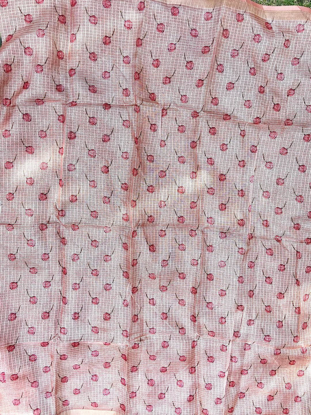 Muvel Colour Soft Kota Doriya Silk Saree With Flower Print