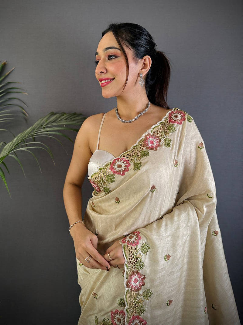 RoseAura Tussar Ghicha Saree
