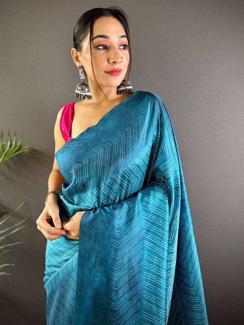 Blue Leheriya Gamthi Silk Sarees