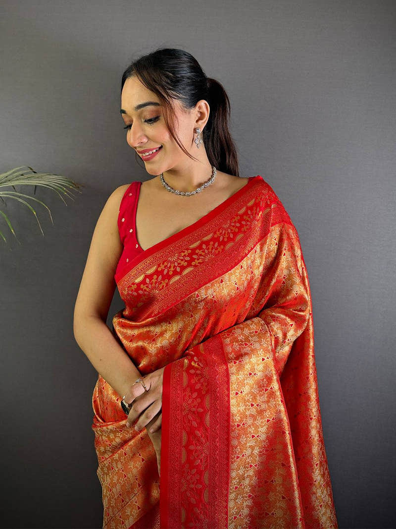 Opulent Warli Gold Zari Dharmavaram Silk Saree