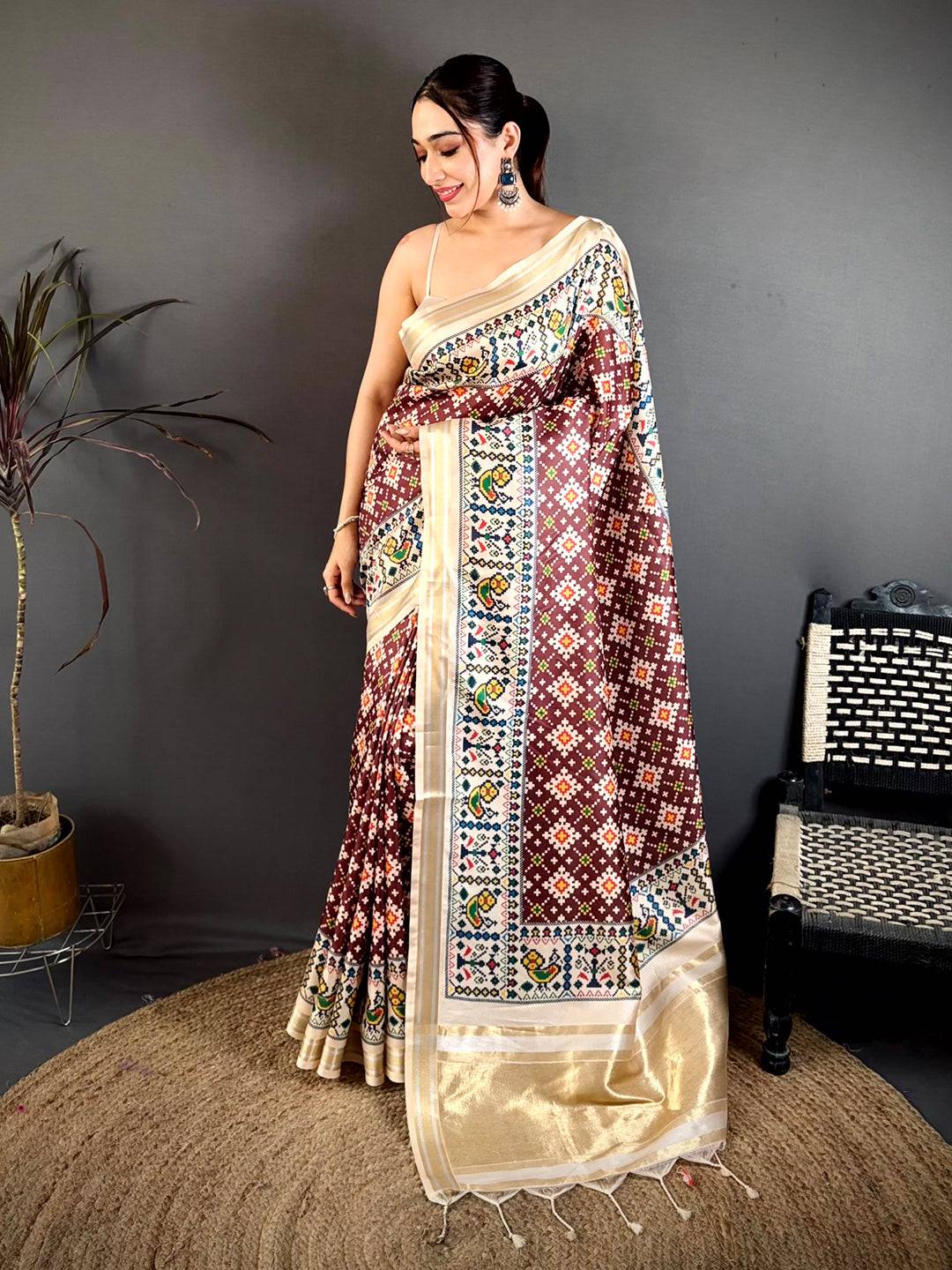 Vibrant Soft Kanchi Silk Digital Patola Saree