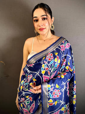 Radiant Gold Lakda Patta Kalamkari Saree