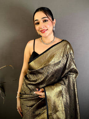 Stylish Kanjivaram Self Gold Zari Weave Saree