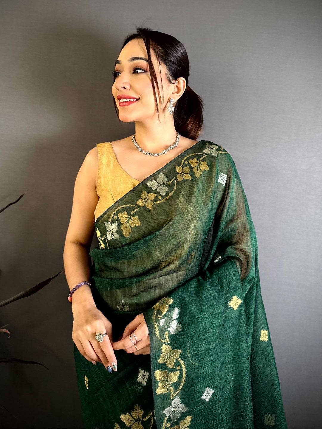 Green Sona Chandi Munga Saree


