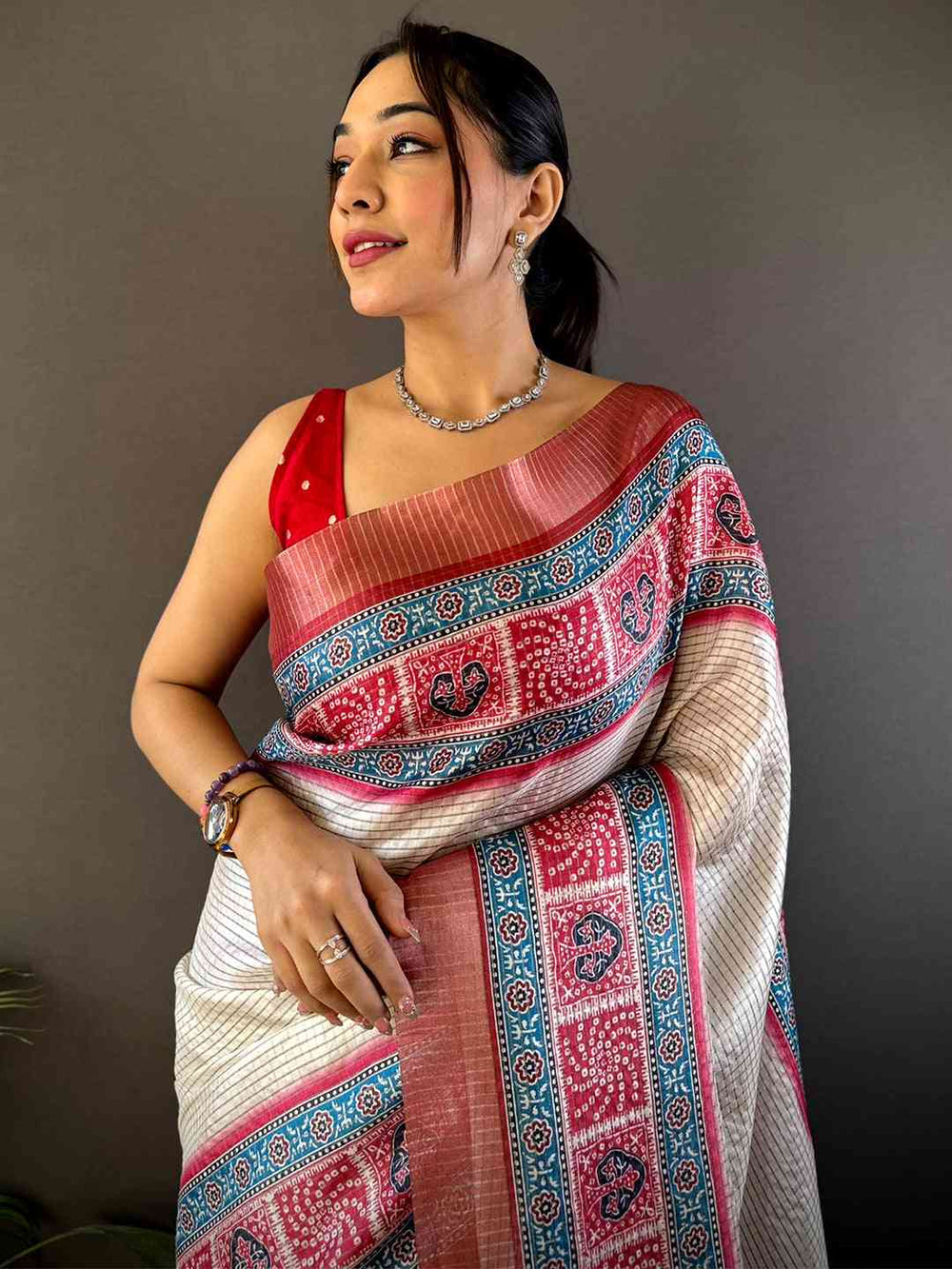Graceful Black Soft Silk Chex Saree