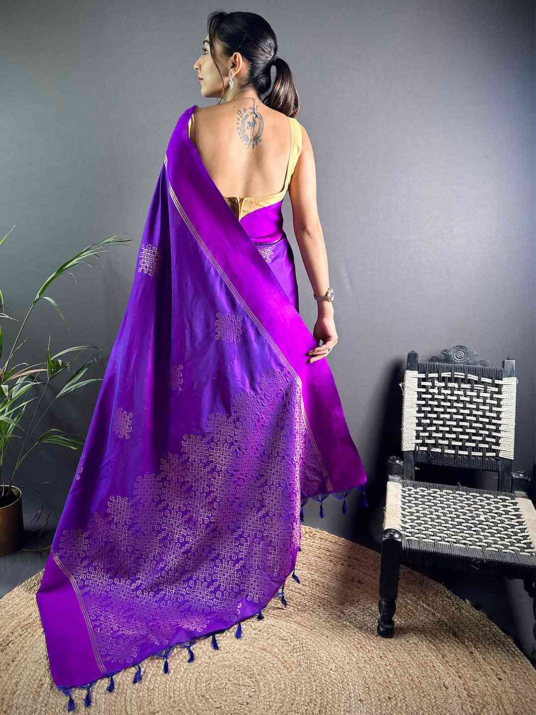 Wine Kolam Silk Heritage Saree
