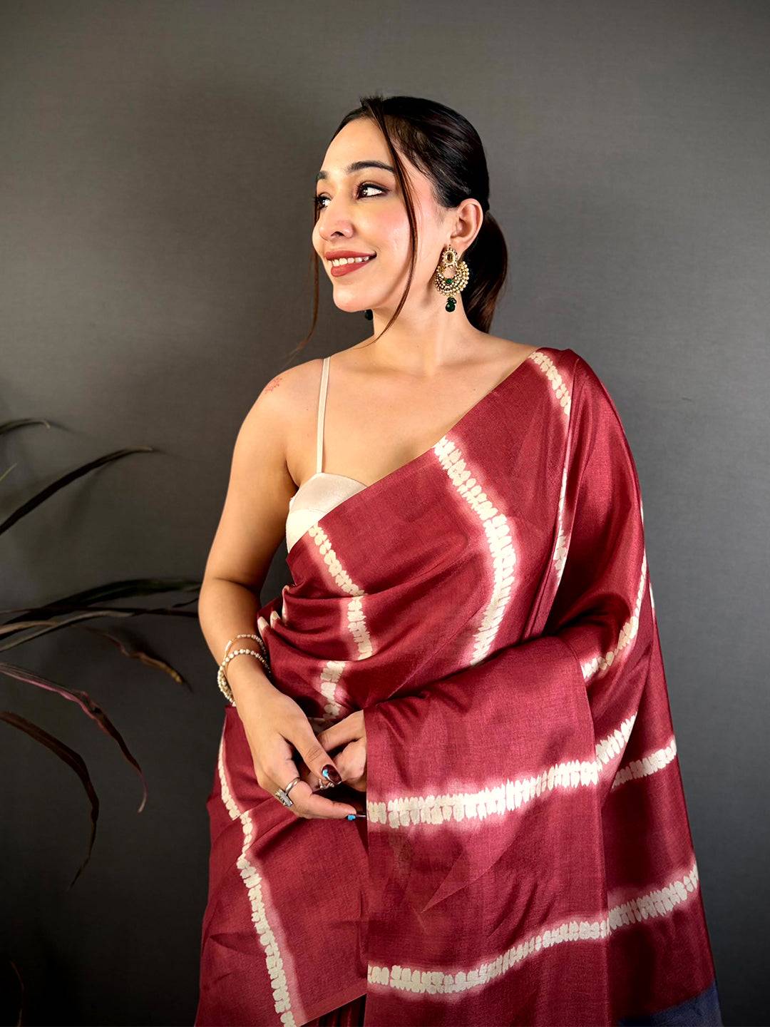 Soft Tussar Bird Shibori Print Saree