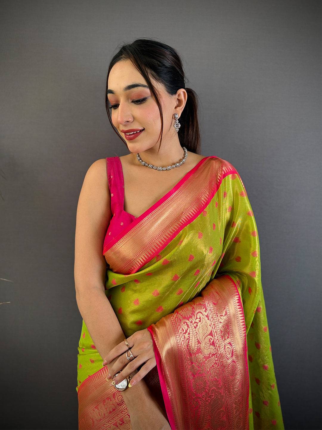 Green Kanjivaram Zari Tissue Saree