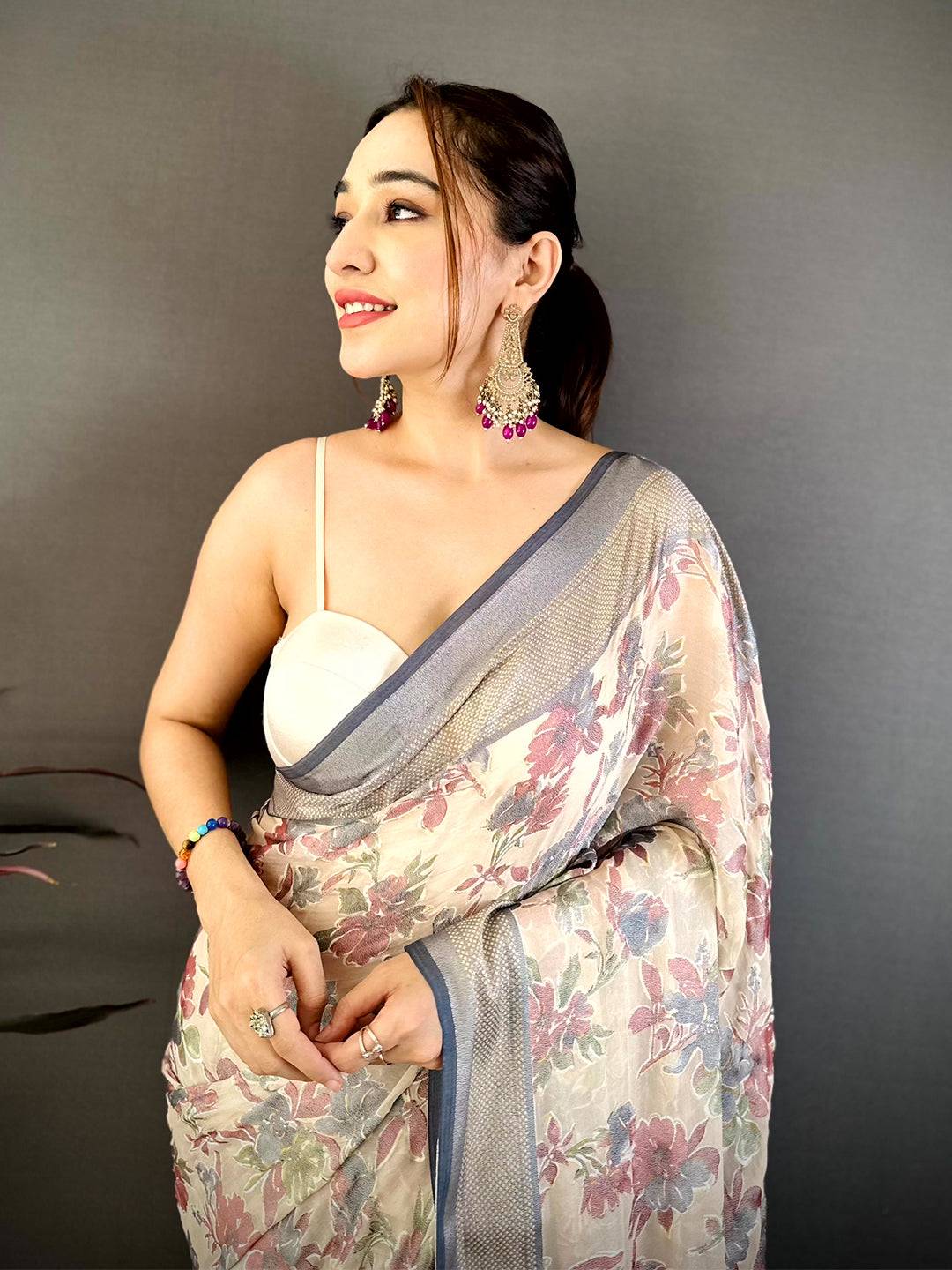 Exclusive Brasso Floral Weaving Saree