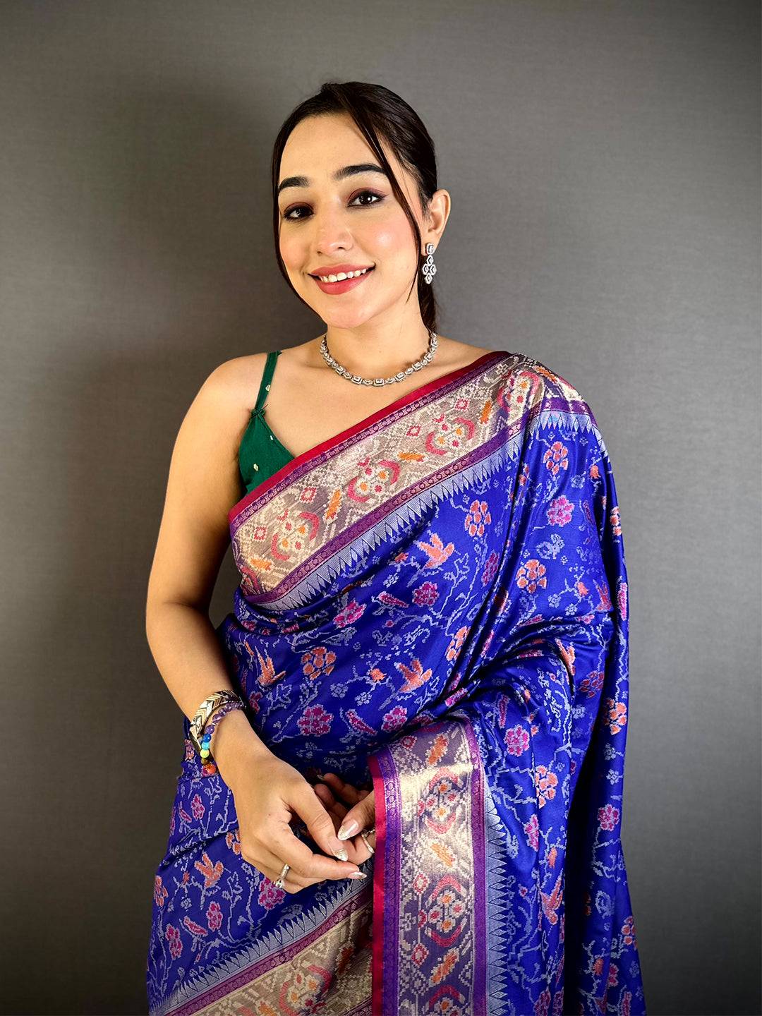 Purple Pochampally Double Ikkat Saree
