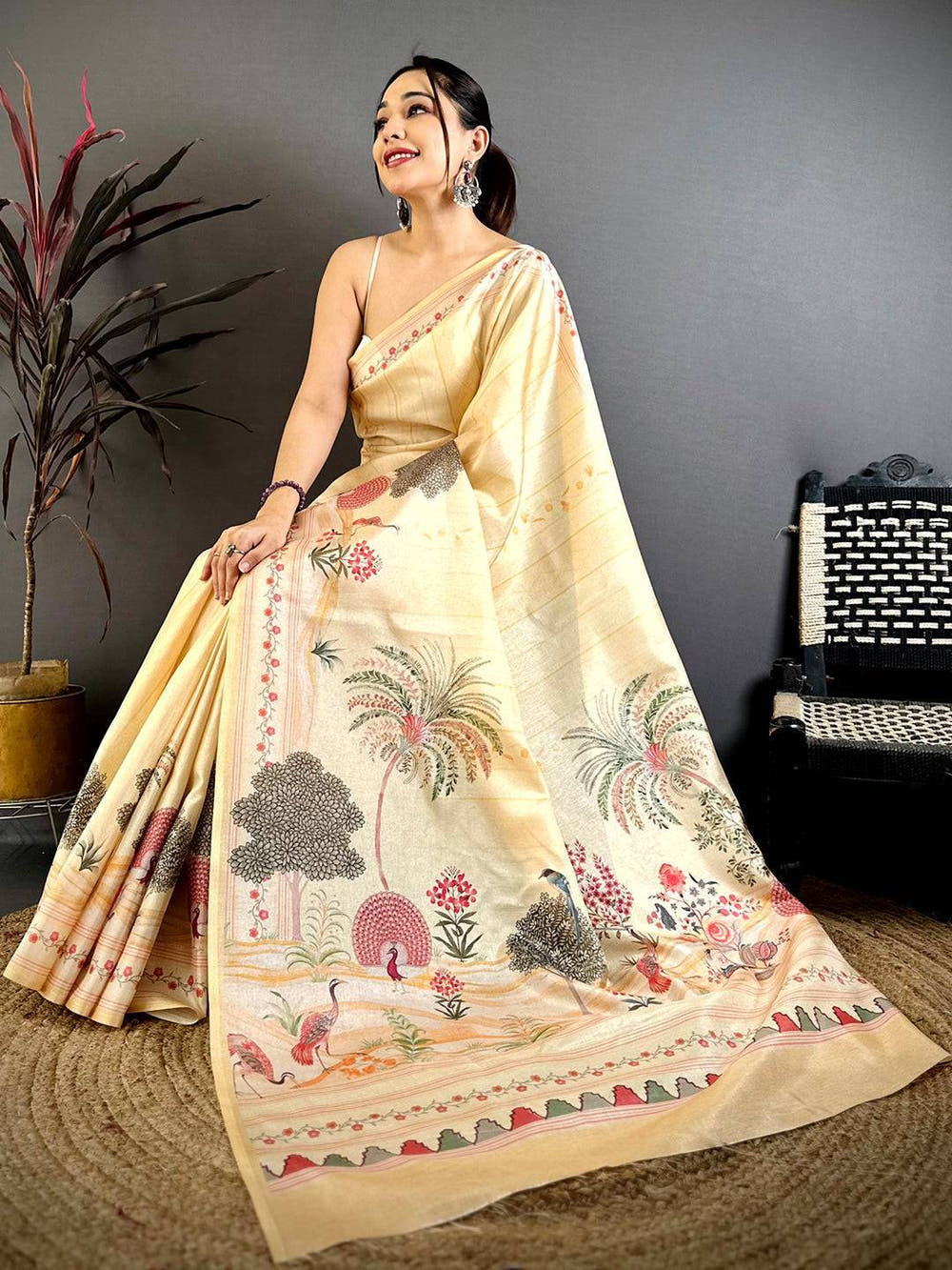 Royal Pichwai Peacock Tussar Saree
