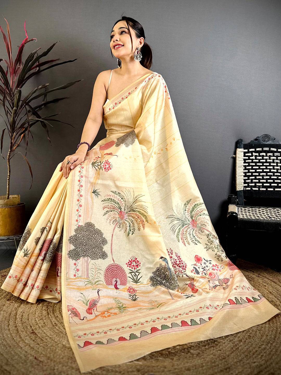 Royal Pichwai Peacock Tussar Saree