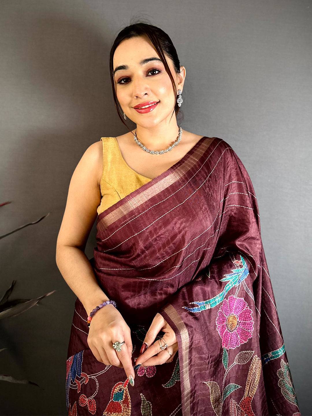 Radiance Tussar Ghicha Katha Art Saree
