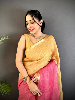 Artistic Self Chex Linen Zari Saree