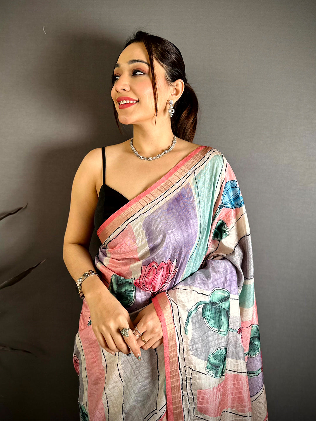 Digital Kalamkari Classic Tussar Saree