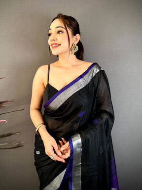 Classic Minakari Polka Dot Linen Saree