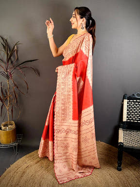 Stylish Bandhani Printed Tussar Saree

