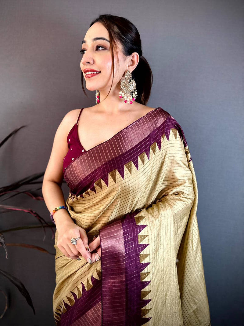 Radiant Black Zari Checks Designer Saree