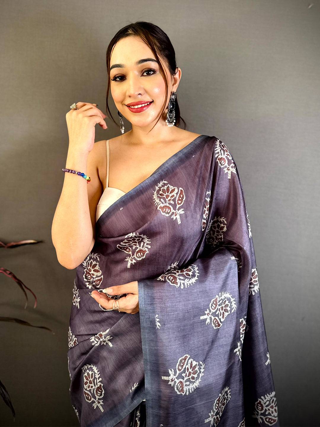Elegant Tussar Block Print Saree