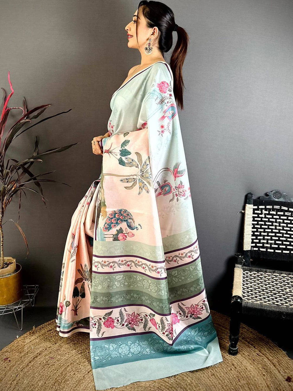 Classic Manipuri Ombre Block Print Saree