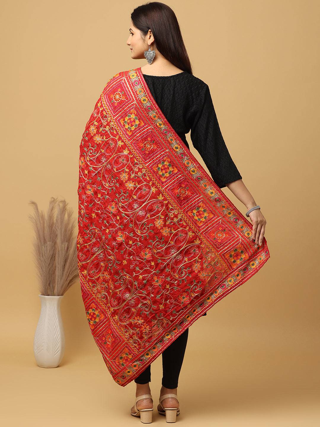 Beautiful Poly Chiffon Pashmina Threadwork Dupatta