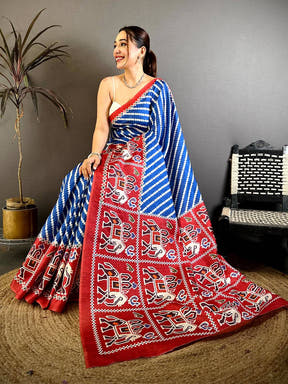 Stylish Patola Printed Tussar Saree