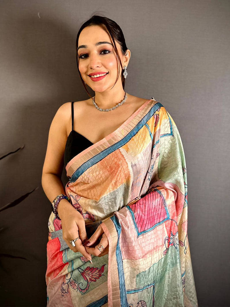Royal Ghicha Weave Kalamkari Saree