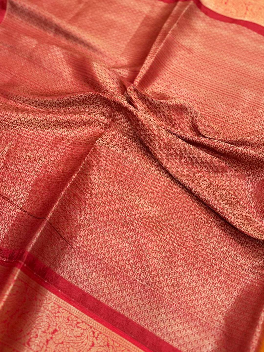 Detailed view of red border on Banarasi Silk Saree