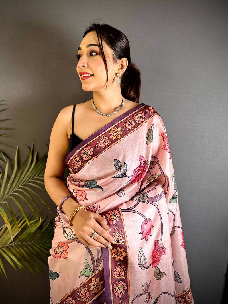 Exclusive Swan Pen Kalamkari Art Saree