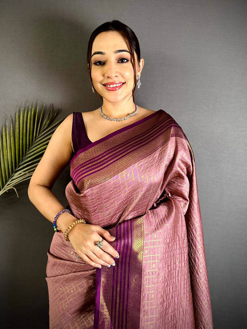 Opulent Magenta Banarasi Katan Silk Saree