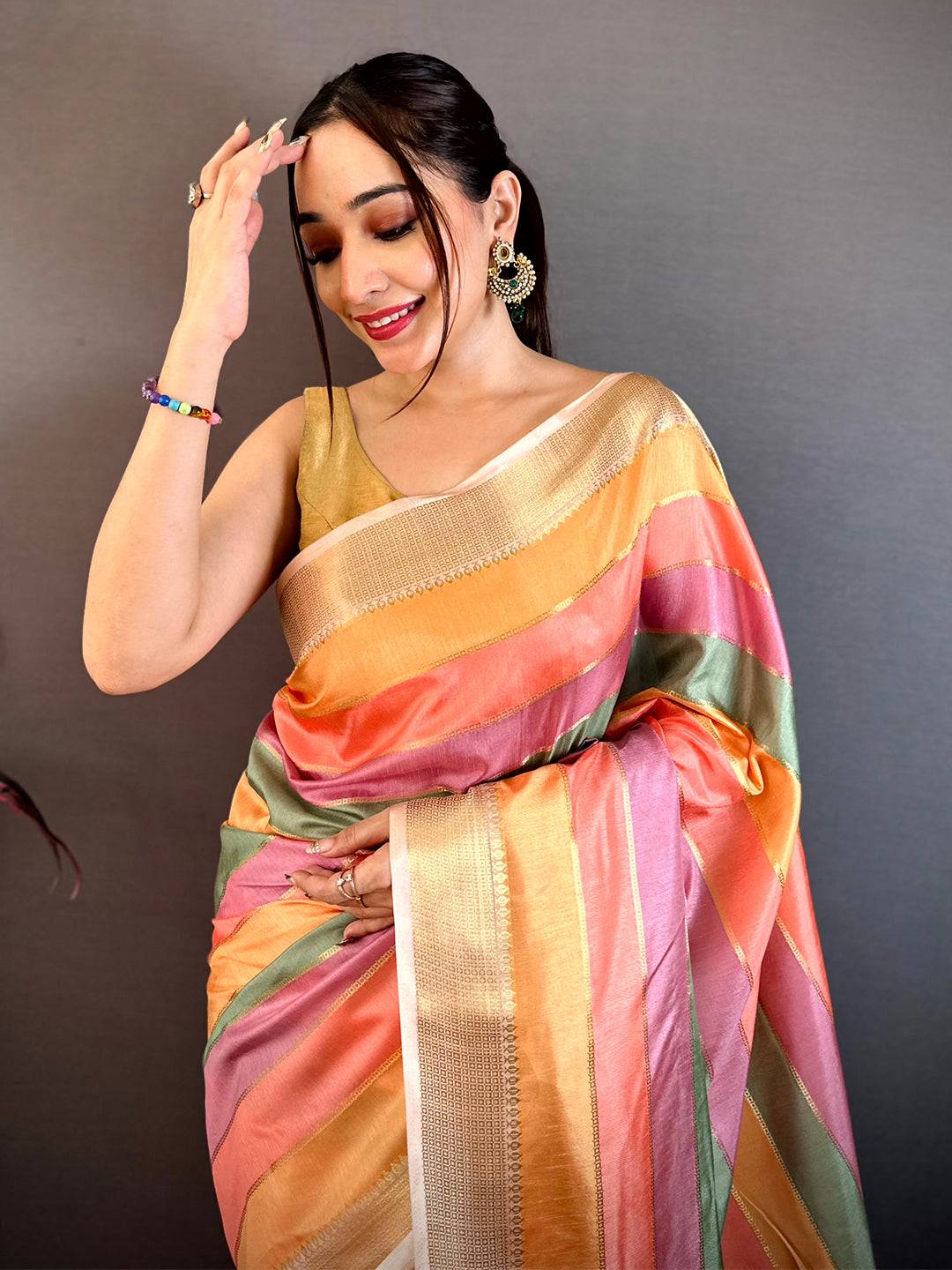 Radiant Tussar Rainbow Digital Print Saree