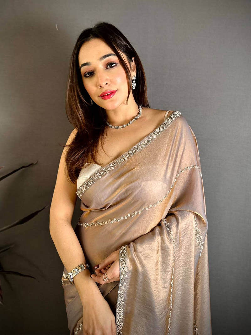 Vibrant Peal Satin Tissue Saree