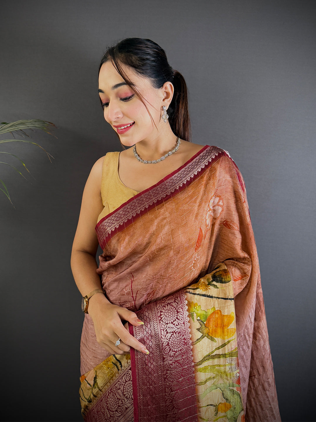 Rose Aura Pure Viscose Floral Saree