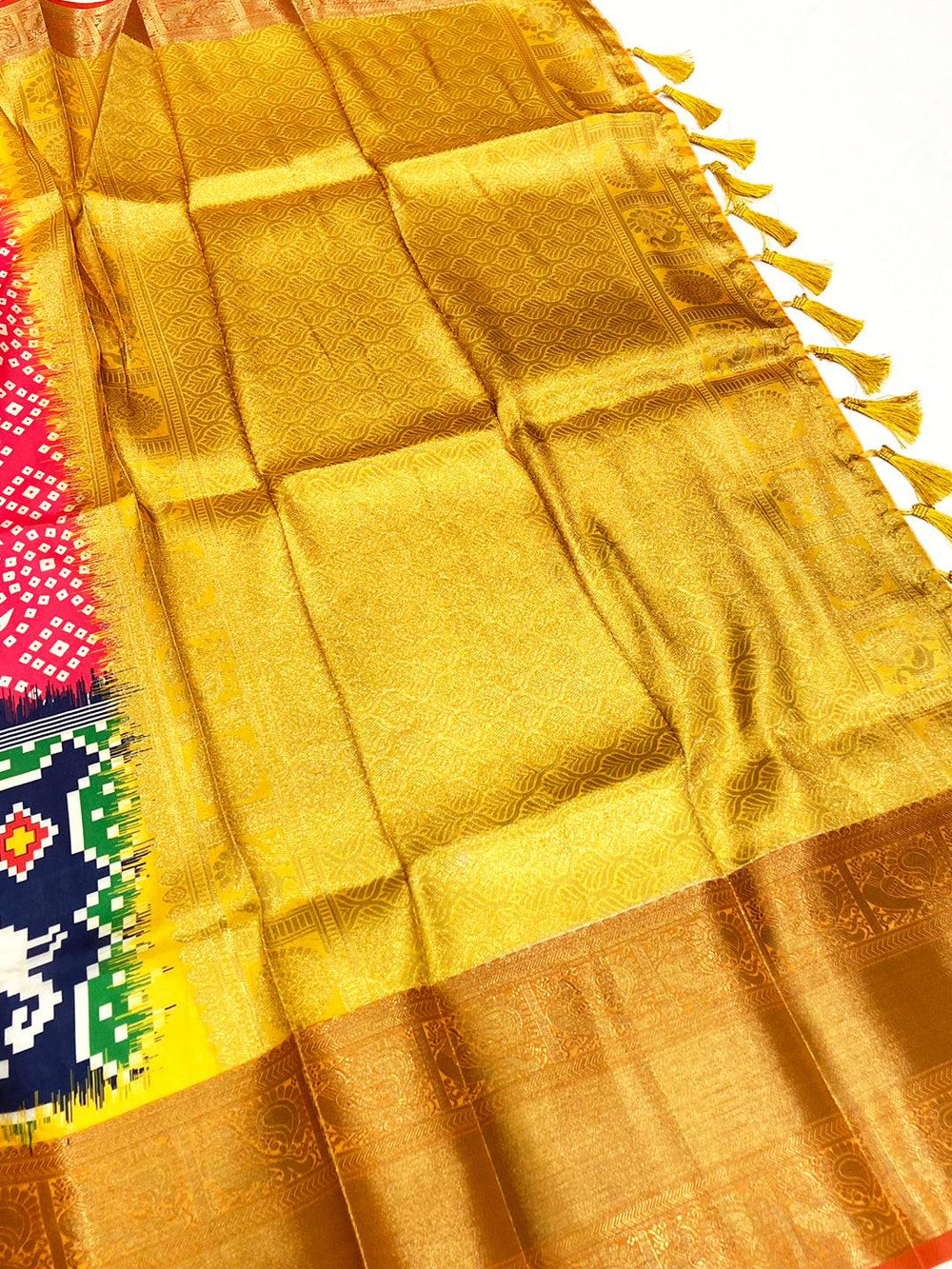 Rose Pink Bandhej Printed Banarasi Saree