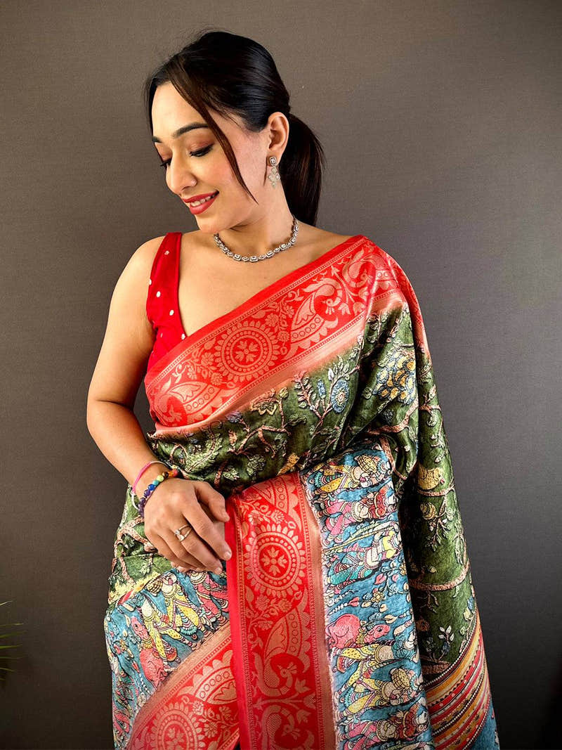 Green Yevla Paithani Soft Silk Saree