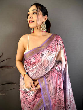Stylish Freehand Kalamkari Silk Saree