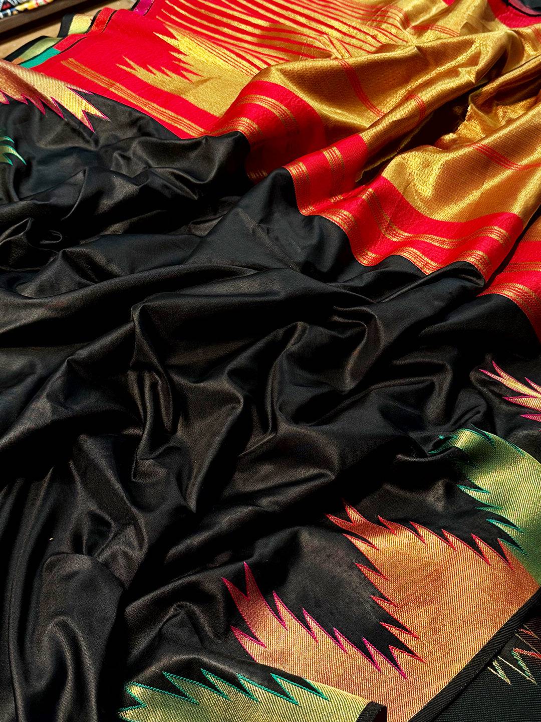 Black Copper Radiance Katan Silk Saree