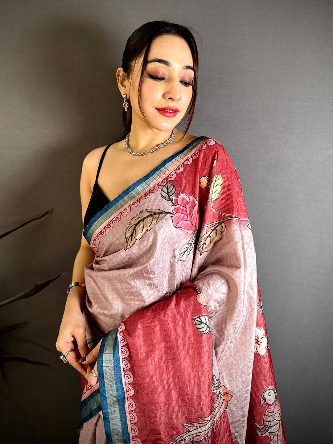 Radiance Tussar Ghicha Digital Art Saree