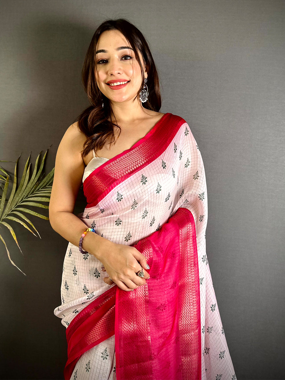 Pink Marshmallow Ikkat Butti Saree