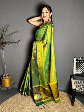 Stylish Gold Zari Chex Tussar Silk Saree Collection
