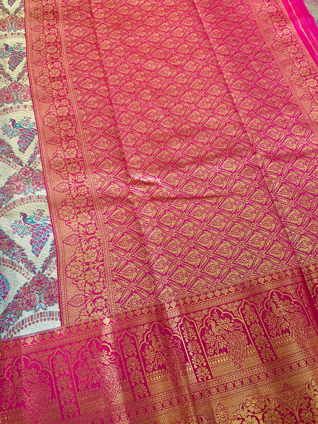 Majestic Red And Gold Peacock Saree